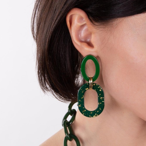 Серьги Moon Paris, Lorian, с овальной подвеской, ML-22.10-023 зеленый фото 2