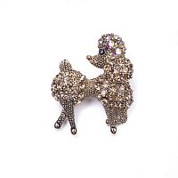 Брошь Moon Paris, Nord, пудель, с кристаллами, MoS-22.03-039 золотистый