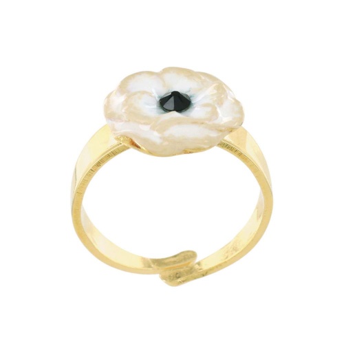 Кольцо TARATATA, Anemone, разъемное, с цветной смолой и кристаллом, TT-T23-08414-201 белый фото 5