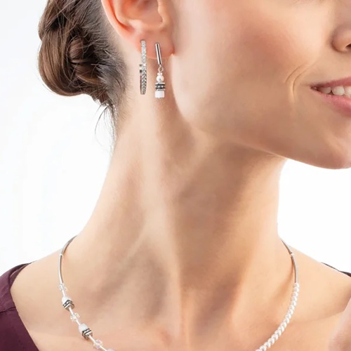 Серьги Coeur de Lion Hoop Crystal-Silver 30мм, 0147/23-1817 фото 4