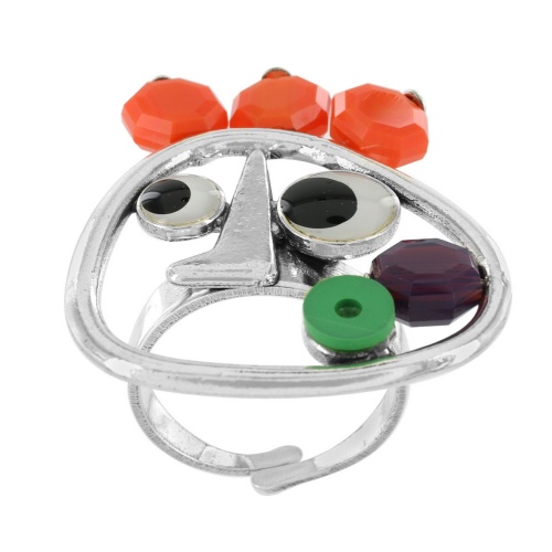 Кольцо TARATATA, Bidule, разъемное,со смолой и бусинами, TT-W23-05414-10M серебристый фото 2