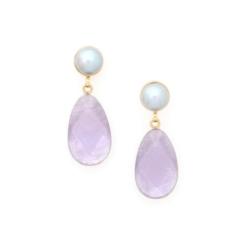 Серьги Nature Bijoux, Lavender, с ракушкой Capiz в смоле и жемчугом, NB25.1-12-90103 сиреневый фото 2