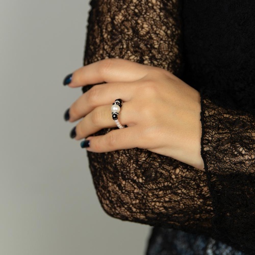 Кольцо Lanzerotti, Pianoforte, жемчуг, оникс, перламутр и кристалл, LZ-26.01-024 белый фото 2