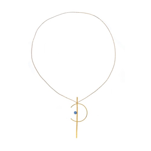 Колье Catherine Bijoux, Half moon, с кристаллом, CB25.1-5355AG голубой фото 2