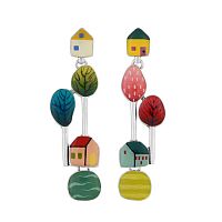 Серьги TARATATA, Mon ptit village, асимметрия, цветная смола, узоры, TT-H25-03916-10M серебристый