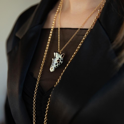 Колье Polina Firenze, жираф с эмалью, PF26.1-PE2537 бежевый фото 3