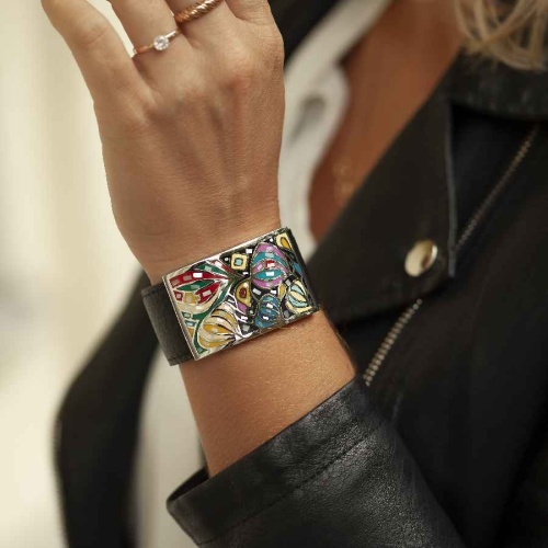 Браслет Fiore Luna на кожаном черном ремешке, CB01366-2 M фото 2