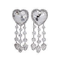 Серьги Moon Paris, Ringo Queen, в форме сердца с кристаллами, MRQ-24.06-032 серебристый