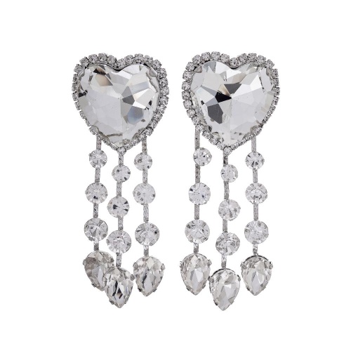 Серьги Moon Paris, Ringo Queen, в форме сердца с кристаллами, MRQ-24.06-032 серебристый