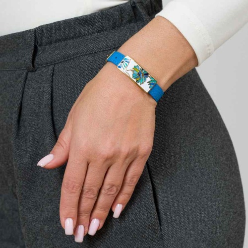 Браслет Fiore Luna на голубом кожанном ремешке, CB03599-26A фото 2