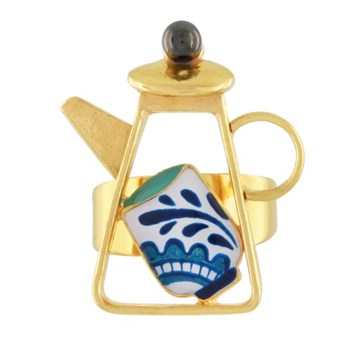 Кольцо TARATATA, Cannelle, разъемное, с цветной смолой и бусинами, TT-E24-01402-204 синий фото 2