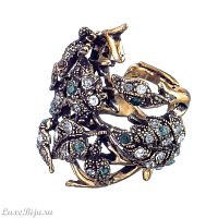 Кольцо Alcozer&J, изумруд, гранат, кристаллы Swarovski, AL-A4461C золотистый