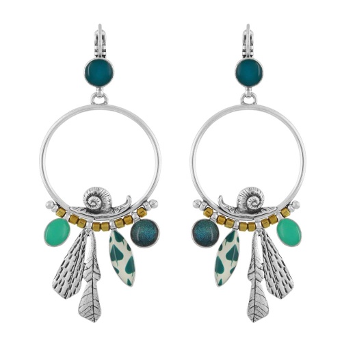 Серьги TARATATA, Green, со смолой, бусинами и порошком слюды, TT-E24-09779-104 зеленый