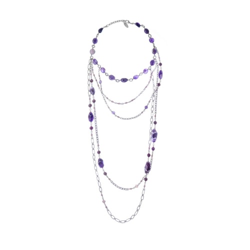 Колье Lanzerotti, Iris, с аметистом, агатом и лепидолитом, LZ-26.03-075 фиолетовый