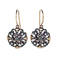 Серьги Alcozer&J, изумруд, жемчуг, кристаллы Swarovski, AL2406-OP4607C золотистый