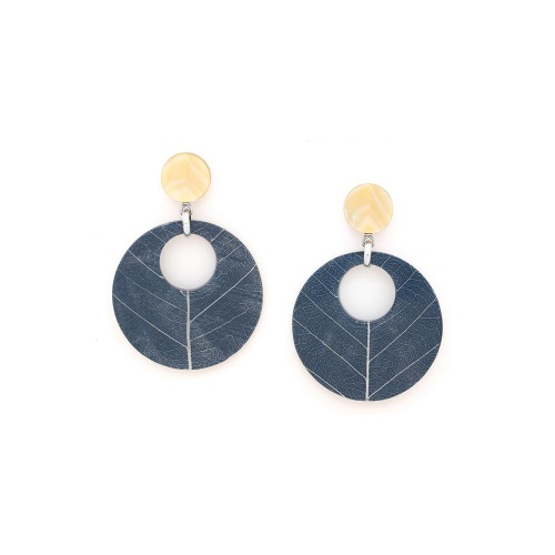 Серьги Nature Bijoux, Ficus Carica, с акрилом, смолой и перламутром, NB25.2-12-90261 синий