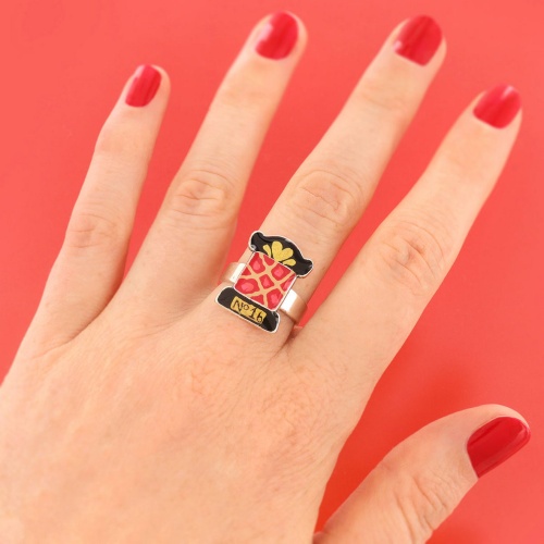 Кольцо TARATATA, Ruban, разъемное, цветная смола, золотая краска, TT-W25-10421-103 красный фото 2