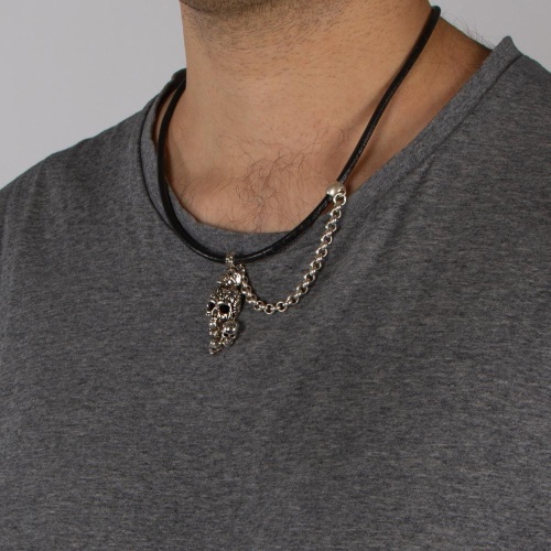 Колье Tra-la-ra, Tatoo, с подвеской-черепами и кристаллами, TLR24-522P204 черный фото 6