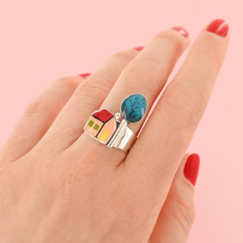 Кольцо TARATATA, Mon ptit village, разъемное, с цветной смолой и узорами, TT-H25-03407-10M серебристый фото 2