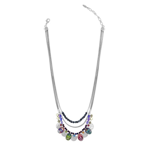 Колье TARATATA, Tootoo, со смолой,бусинами,стразами и блестками, TT-W23-10117-10M серебристый