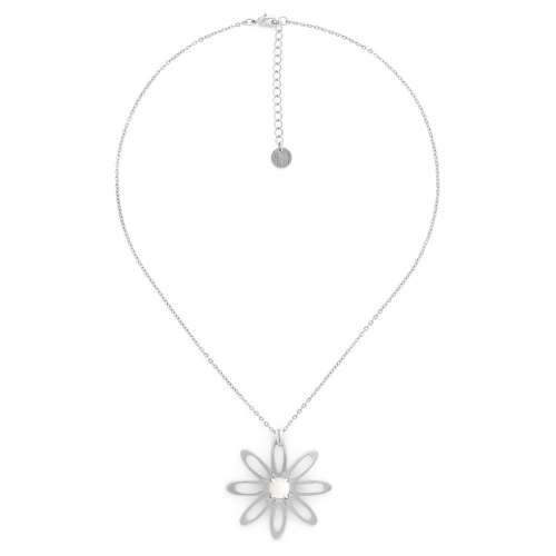 Колье ORI TAO, Bloom, цветок с перламутром, OT25.2-15-31947 серебристый