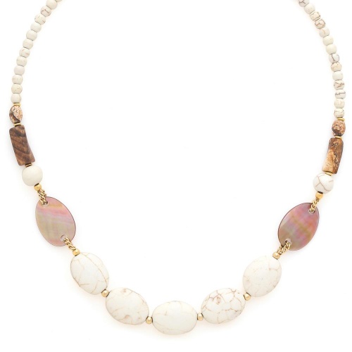 Колье Nature Bijoux, Alhambra, перламутр, говлит, пейзажная яшма, NB25.1-15-43423 коричневый фото 2