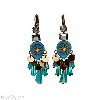 Серьги Moon Paris, подв.,крист.,узор, Mo-1902-096 бирюзовый