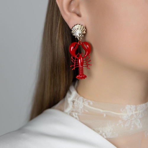 Серьги Moon Paris, рак с цветной эмалью, Mo-Y26.03-002 красный фото 2
