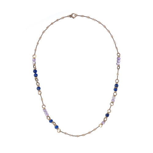 Колье Alcozer&J, с лазуритом и аметистом, AL-C58KL25-R синий фото 2