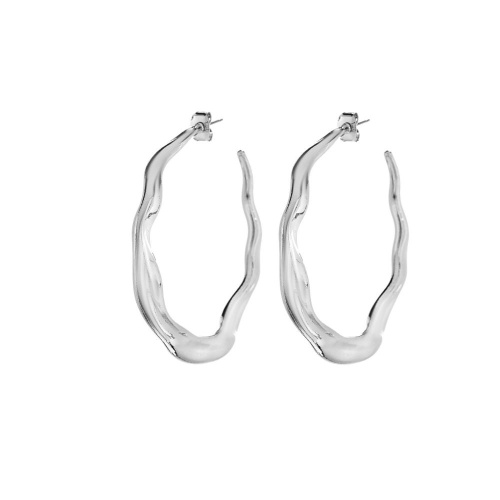 Серьги Moon Paris, Ringo, полукольца с рельефом в виде волны, MR-26.01-035 серебристый