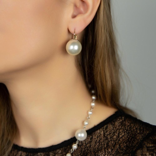 Серьги Moon Paris, Ringo, с жемчужной бусиной, MR-26.01-032 золотистый фото 2