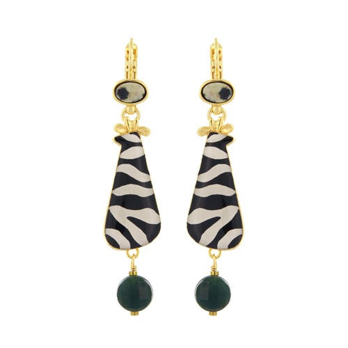 Серьги TARATATA, Zebra, цветная смола, яшма, гематит, агат, TT-H25-04728-202 черный