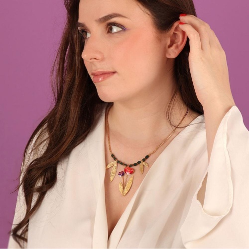 Колье TARATATA, Crocus, с цветной смолой,микрошариками,бусинами, TT-H24-02110-20M золотистый фото 3