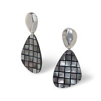 Серьги Nature Bijoux, Rivoli, со смолой и перламутровой мозайкой, NB26.2-12-90746 серый