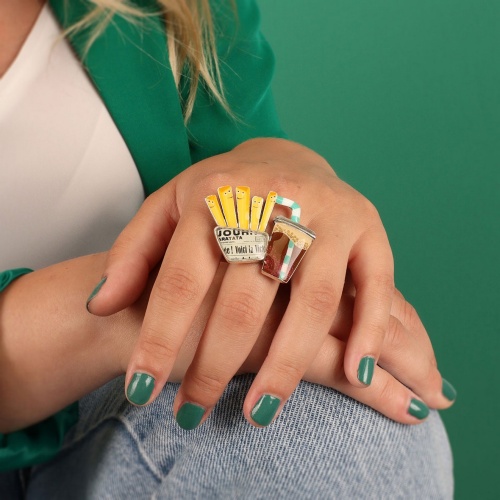 Кольцо TARATATA, Ketchup, разъемное,смола,слюда,микрошарики, TT-W23-08420-10M серебристый фото 5