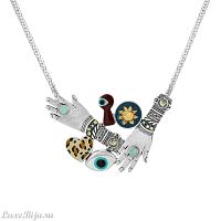 Колье TARATATA, Secret, с рисунком на смоле,кристаллами,стразами, TT-W22-19111-104 серебристый