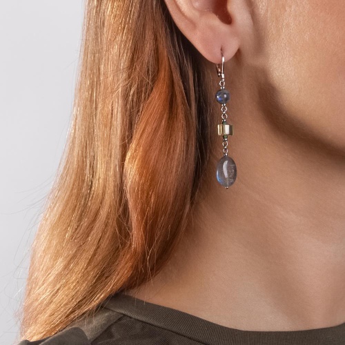 Серьги Lanzerotti, Verde, с лабрадоритом, гематитом и цитрином, LZ-24.12-599 серый фото 2