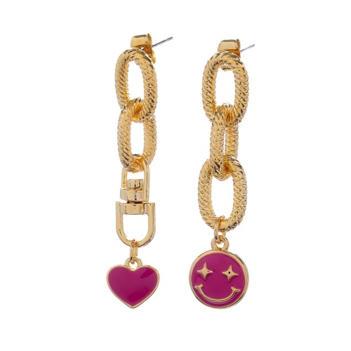 Серьги Moon Paris, Kids, асимметричные, с сердцем и смайлом, MK-23.03-008 золотистый