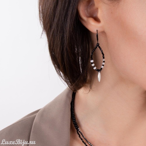 Серьги Lanzerotti, Coniglio, с жемчугом и кристаллами, LZ-22.11-400 черный фото 2