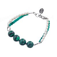 Браслет Lanzerotti, Crespino, с малахитом, агатом и жемчугом, LZ-23.05-190 зеленый