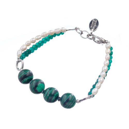Браслет Lanzerotti, Crespino, с малахитом, агатом и жемчугом, LZ-23.05-190 зеленый