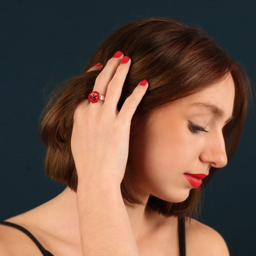 Кольцо TARATATA, Joli coquelicot, разъемное, со смолой и кристаллами, TT-T25-10413-103 красный фото 4