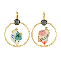 Серьги TARATATA, Paulette, асимметричные, смола, блестки, бусина, TT-H23-11795-20M золотистый