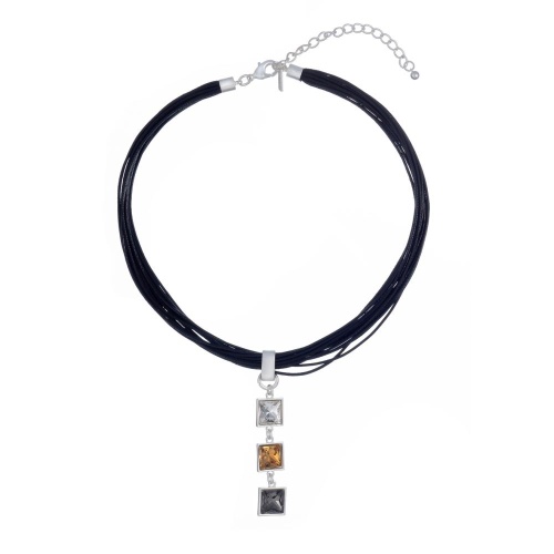 Колье Dansk Copenhagen, Audrey, кожаное, с кристаллами, DNSK26.1-9C2407049 серебристый