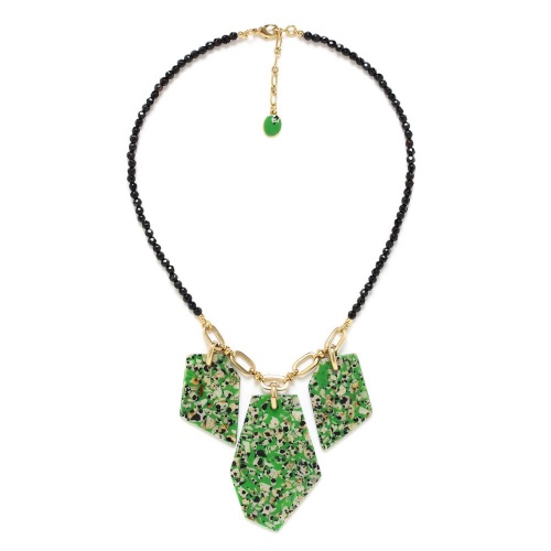 Колье Nature Bijoux, Palazzo, с далматинской яшмой в смоле и агатом, NB23.2-15-42830 зеленый