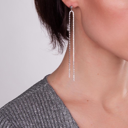 Серьги Moon Paris, Bohemia, асимметричные, с кристаллами, MB-22.12-003 серебристый фото 4