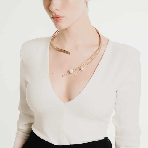 Колье Katerina Vassou, Buttress, гривна с жемчугом, KV26.1-401045G золотистый фото 2