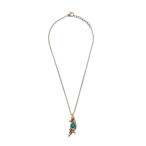 Колье Alcozer&J, попугай с малахитом и сапфиром, AL2512-C68EB25 зеленый фото 2