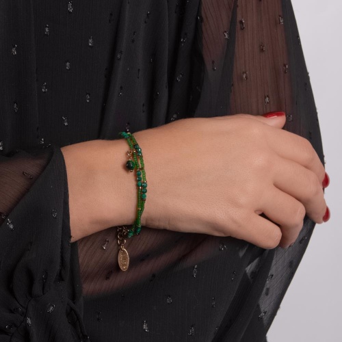 Браслет Lanzerotti, Verde, двойной, тигровый глаз, малахит, жад, LZ-24.12-560 зеленый фото 2