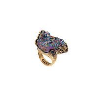 Кольцо Alcozer&J, халькопирит, гранат, сапфир, Swarovski, AL-A58FW24-R золотистый